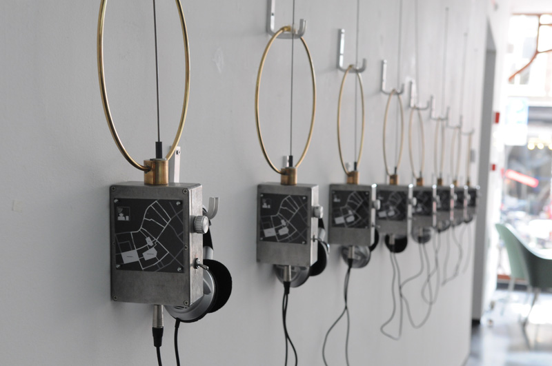 Radioscape - the receivers waiting to be collected by the audience